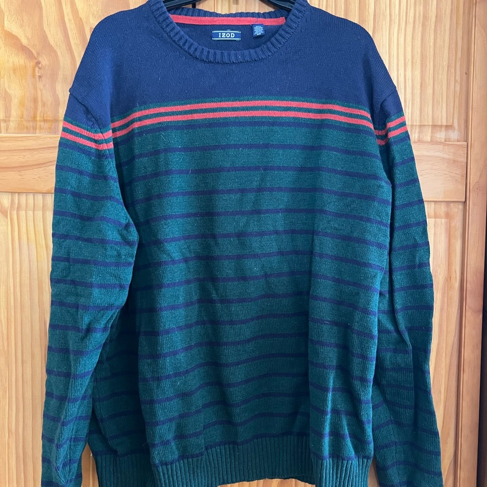 Izod Men's Crewneck Sweater - Navy, Green, and Red